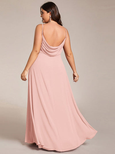 Sweetheart Draped Back Floor Length Bridesmaid Dress #color_Pink
