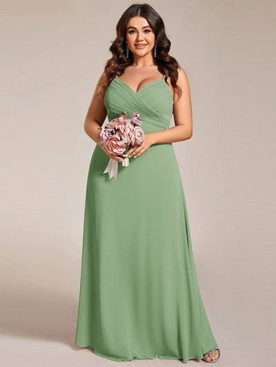 Sweetheart Draped Back Floor Length Bridesmaid Dress #color_Sage Green