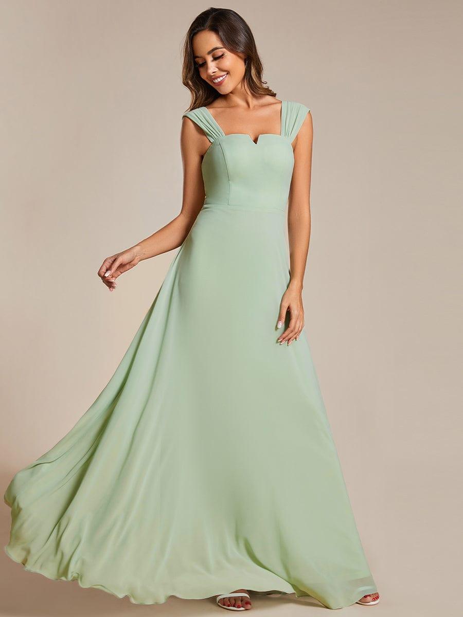 Chiffon High-Waisted Square Neck Sleeveless Bridesmaid Dress #color_Mint Green