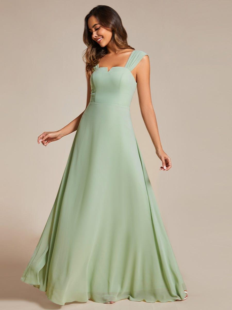 Chiffon High-Waisted Square Neck Sleeveless Bridesmaid Dress #color_Mint Green