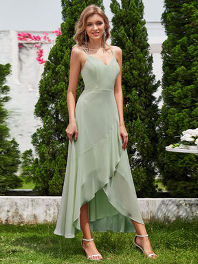 Chic Sleeveless Chiffon Bridesmaid Dress with Lotus Leaf