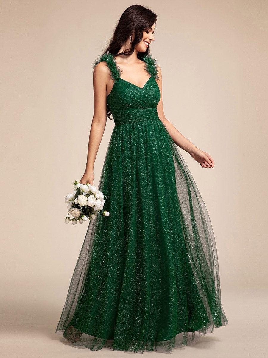 Sleeveless Glitter Maxi Dress With Pleats & Embellished Straps in Dark Green - Ever-Pretty UK Sleeveless Glitter Maxi Dress With Pleats & Embellished Straps in Dark Green - Ever-Pretty UK