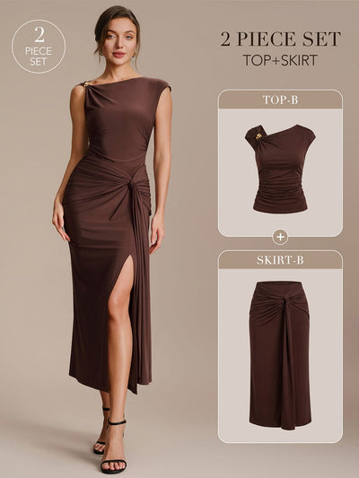 Slit Knit Bodycon Skirt