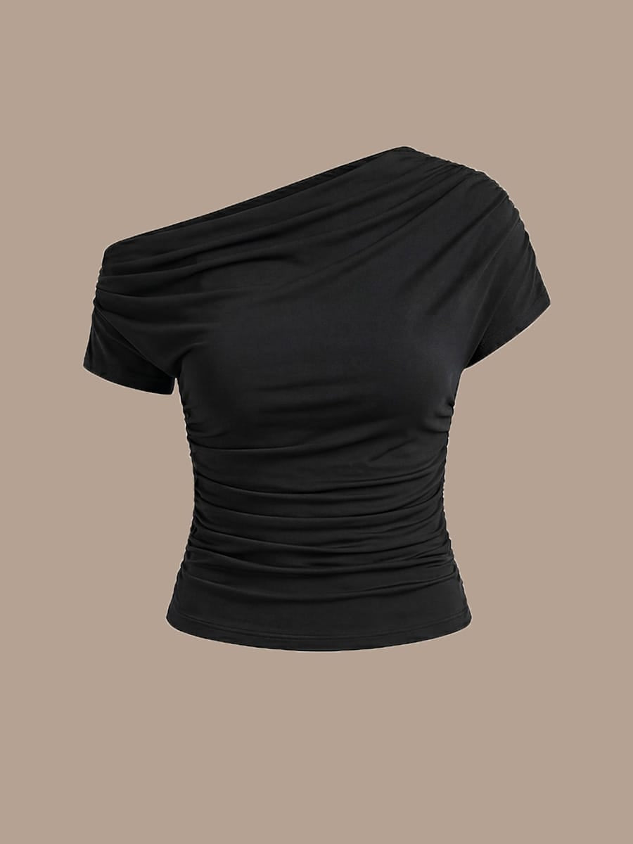 Knit Off-the-shoulder Sleeve Off The Shoulder Tops #color_Black