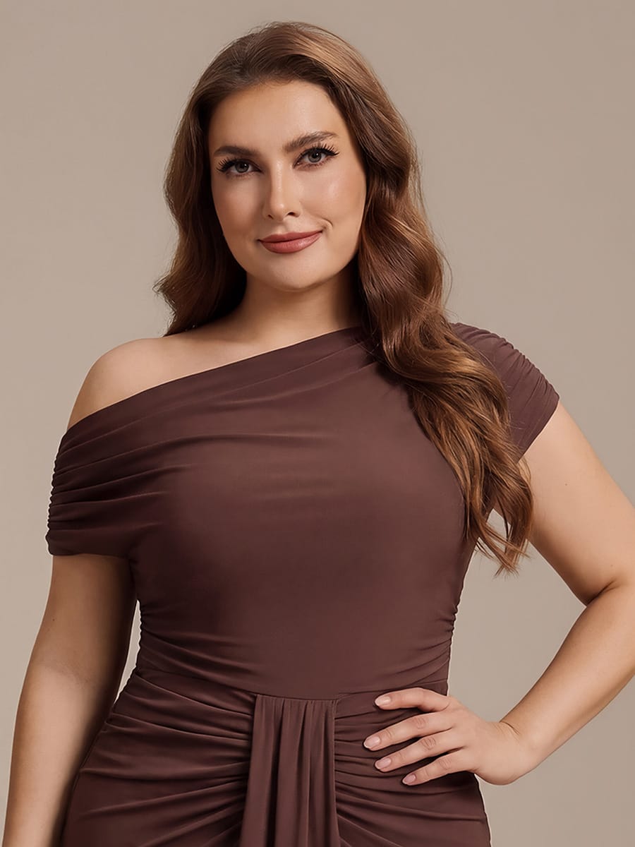 Knit Off-the-shoulder Sleeve Off The Shoulder Tops #color_Chocolate Brown