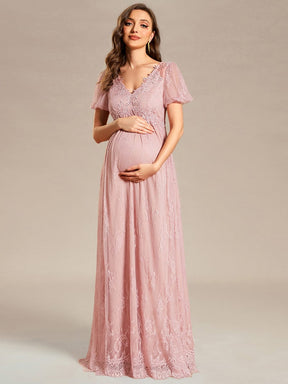Short Sleeve V-Neck Bohemian Side Slit A-Line Maternity Dress