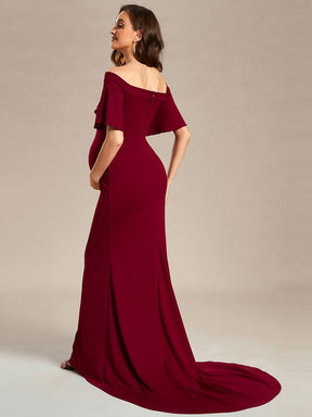 V-Neck Off-Shoulder A-Line Fishtail Maternity Dress