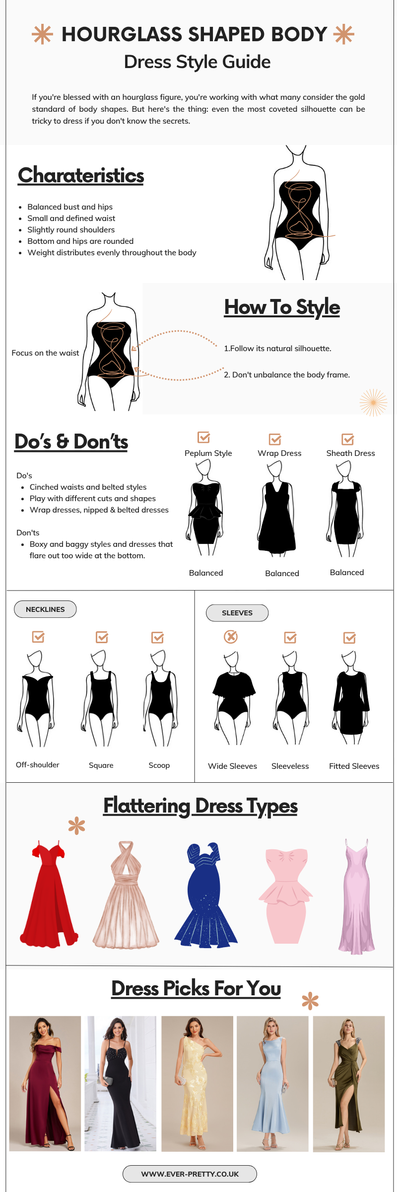 Hourglass shaped body occasion dress guide