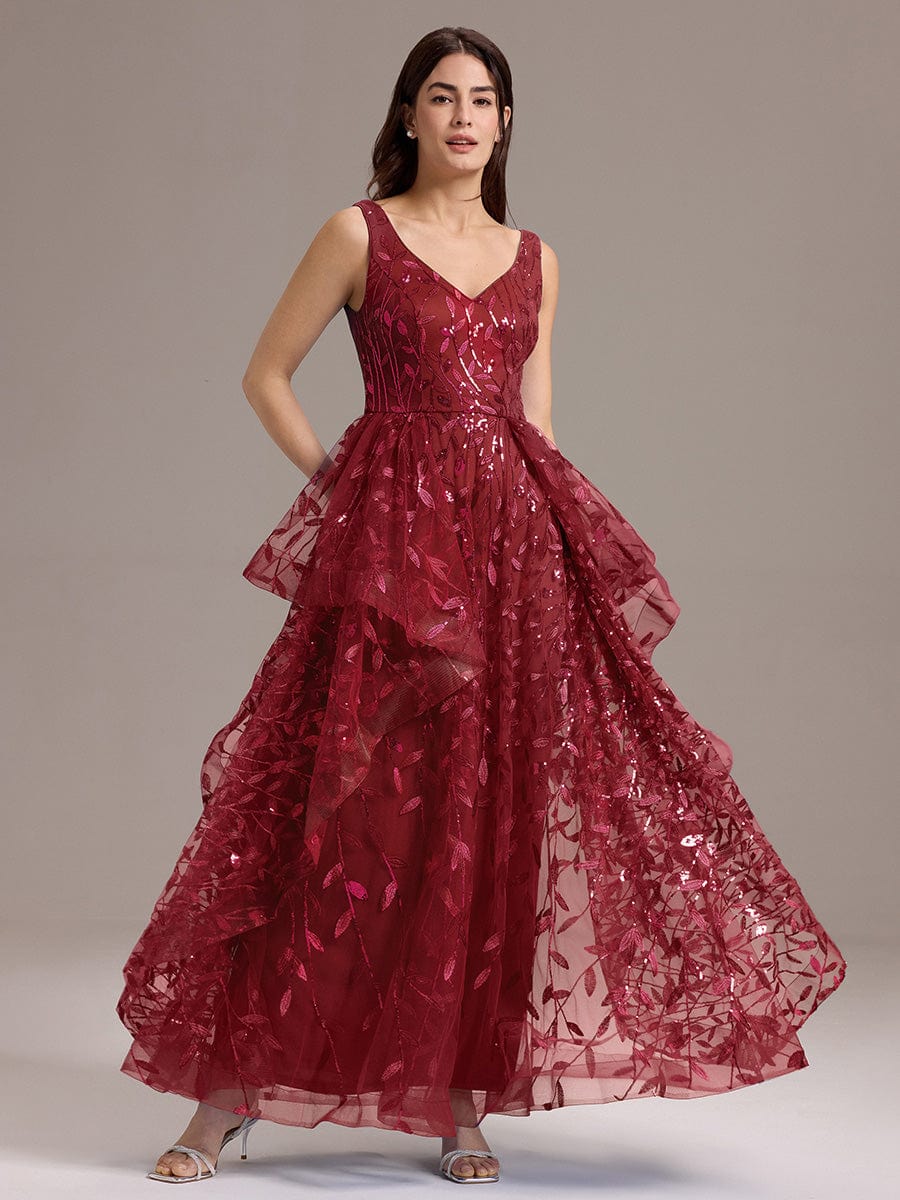 Multiway A-Line Off the Shoulder Chiffon?Maxi Bridesmaid Dress #color_Burgundy