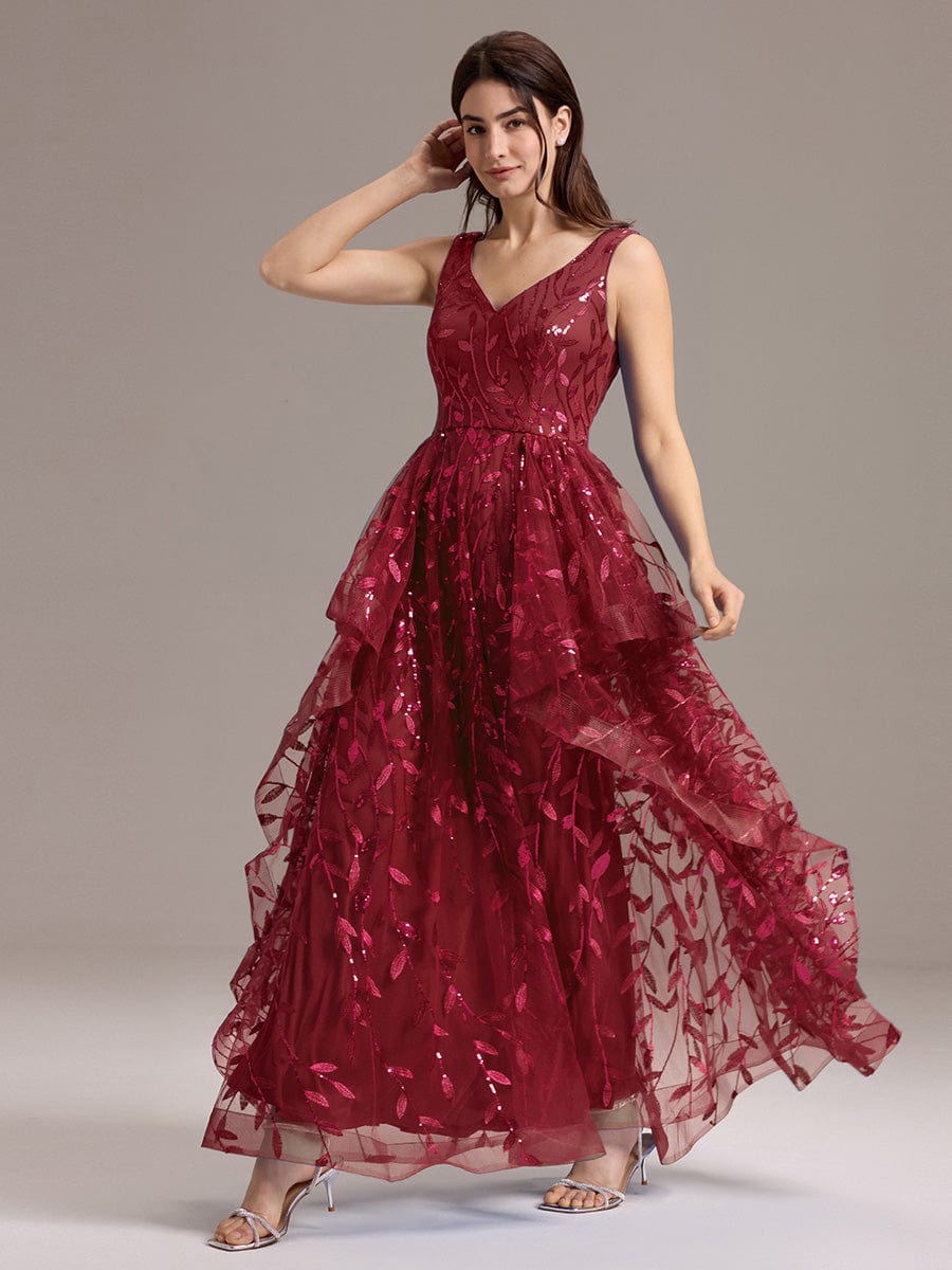 Multiway A-Line Off the Shoulder Chiffon?Maxi Bridesmaid Dress #color_Burgundy