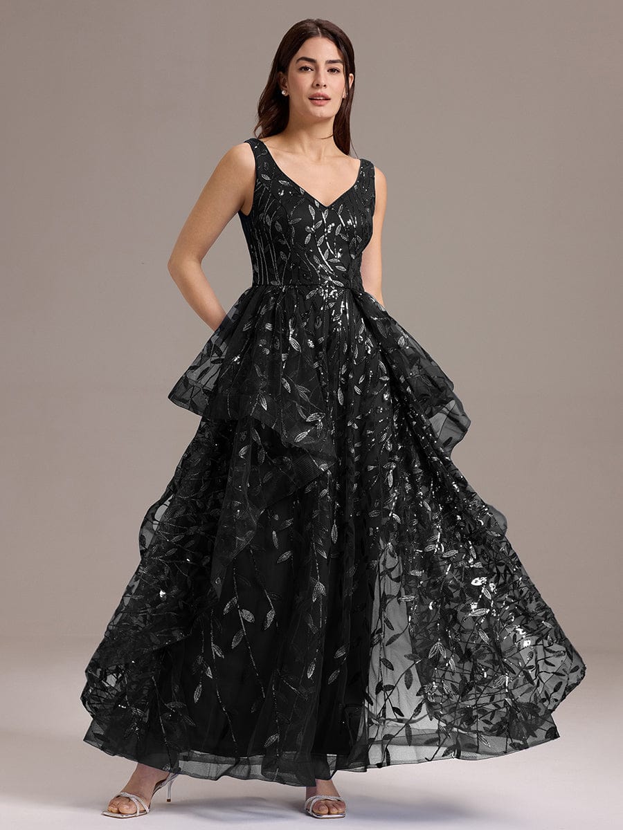 Multiway A-Line Off the Shoulder Chiffon?Maxi Bridesmaid Dress #color_Black