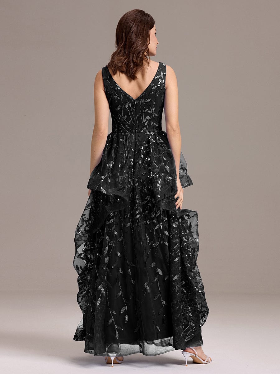 Multiway A-Line Off the Shoulder Chiffon?Maxi Bridesmaid Dress #color_Black