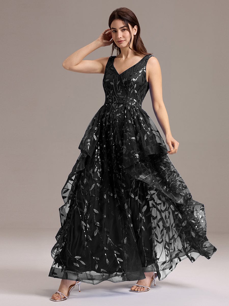 Multiway A-Line Off the Shoulder Chiffon?Maxi Bridesmaid Dress #color_Black