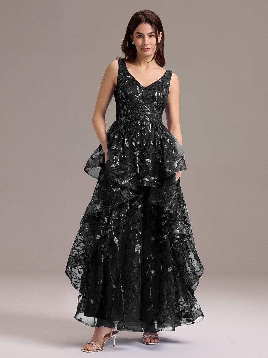 Multiway A-Line Off the Shoulder Chiffon?Maxi Bridesmaid Dress #color_Black