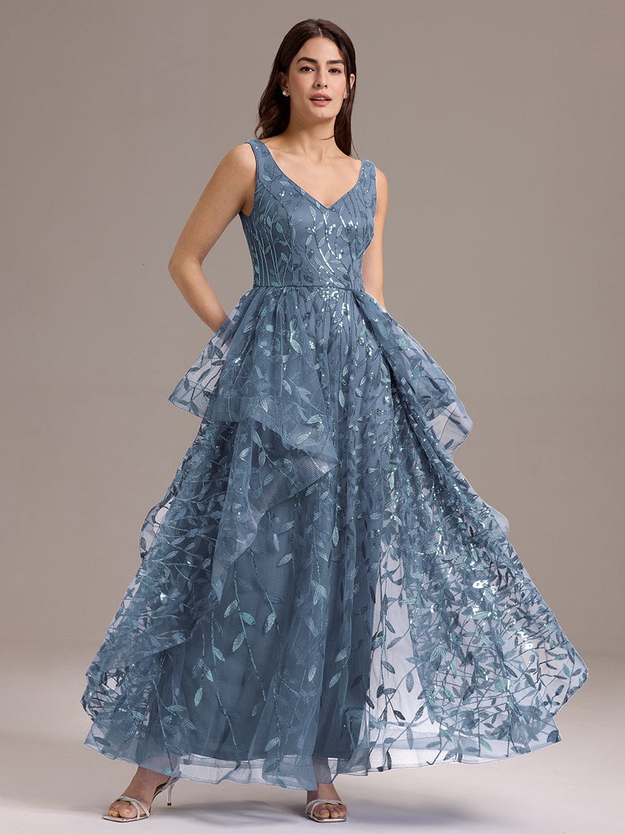 Multiway A-Line Off the Shoulder Chiffon?Maxi Bridesmaid Dress #color_Dusty Blue