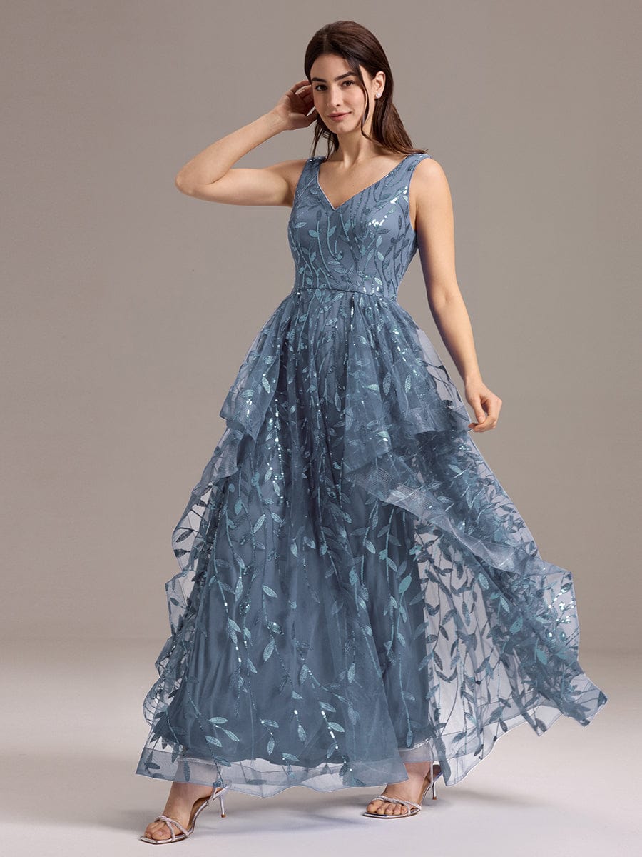 Multiway A-Line Off the Shoulder Chiffon?Maxi Bridesmaid Dress #color_Dusty Blue