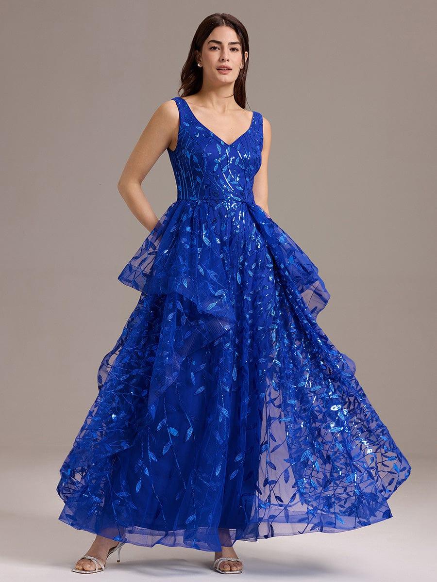 Multiway A-Line Off the Shoulder Chiffon?Maxi Bridesmaid Dress #color_Sapphire Blue