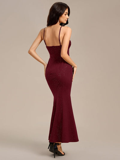 Beaded Mermaid Maxi Evening Dress #color_Burgundy