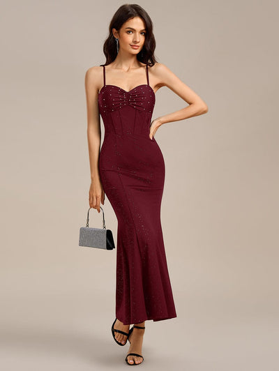Beaded Mermaid Maxi Evening Dress #color_Burgundy