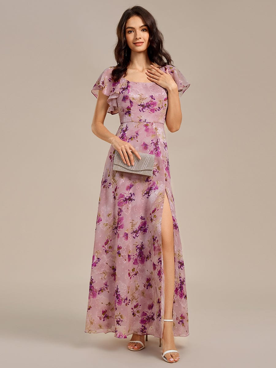 ever WISTERIA|Floral Tie Back Ruffle Sleeves Square Neck Maxi Evening Dress ever WISTERIA|Floral Tie Back Ruffle Sleeves Square Neck Maxi Evening Dress