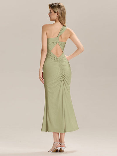 Backless Knit Sleeveless Evening Dress #color_Sage Green