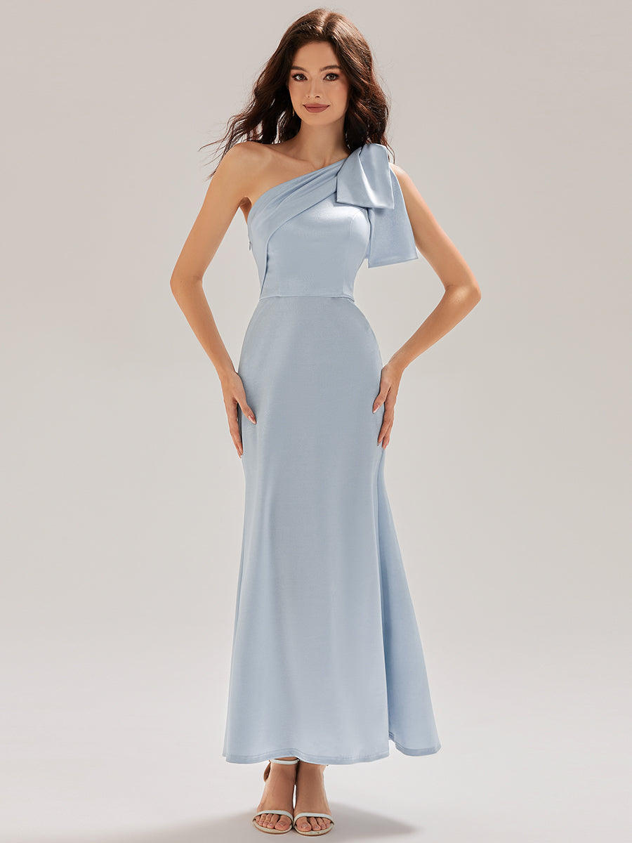 Tie-Front Satin Sleeveless Evening Dress #color_Light Blue
