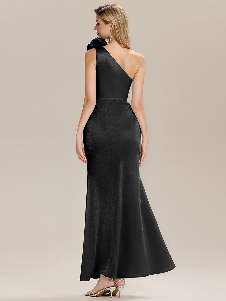 Floral Knit Sleeveless Evening Dress #color_Black