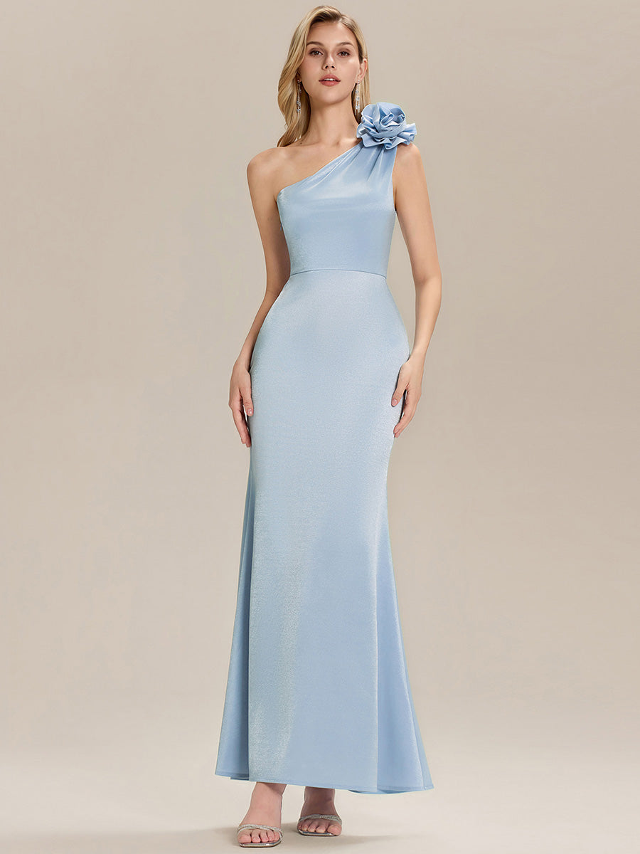 Floral Knit Sleeveless Evening Dress #color_Light Blue