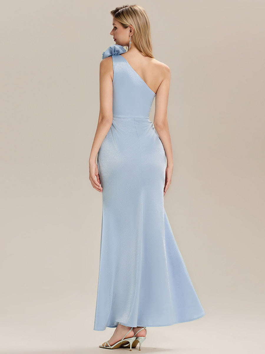 Floral Knit Sleeveless Evening Dress #color_Light Blue