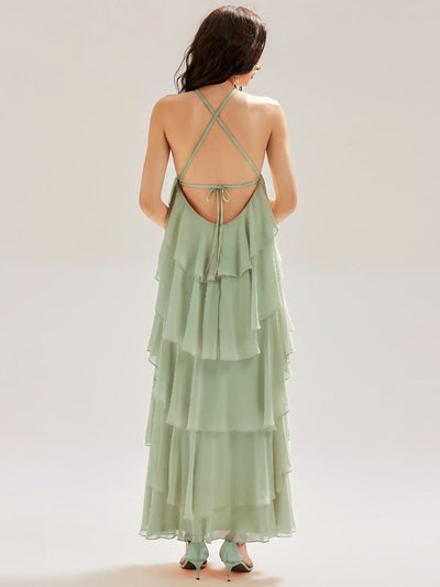 Backless Chiffon Sleeveless Evening Dress #color_Mint Green