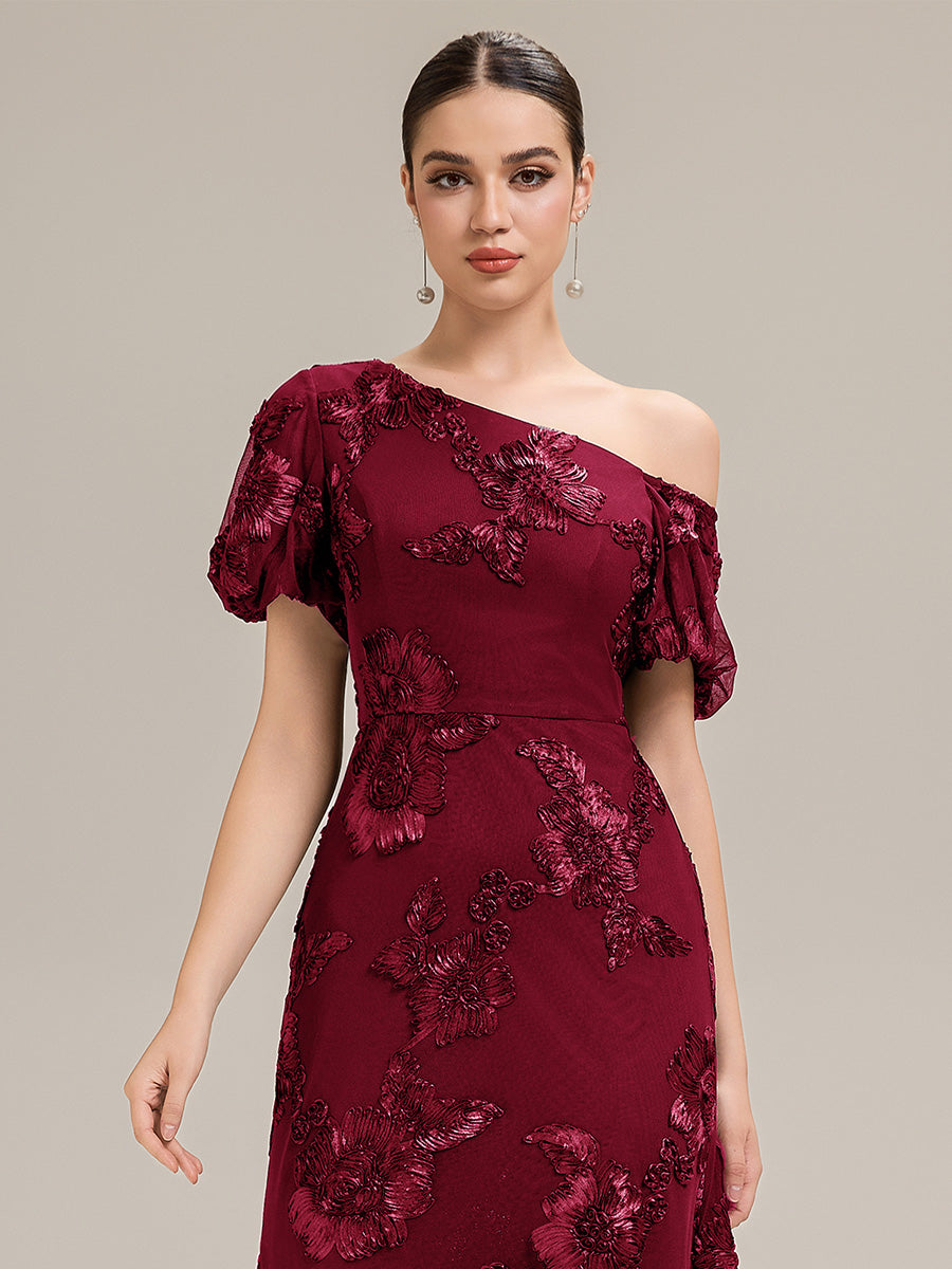 Mesh Sleeveless Mermaid Evening Dress #color_Burgundy