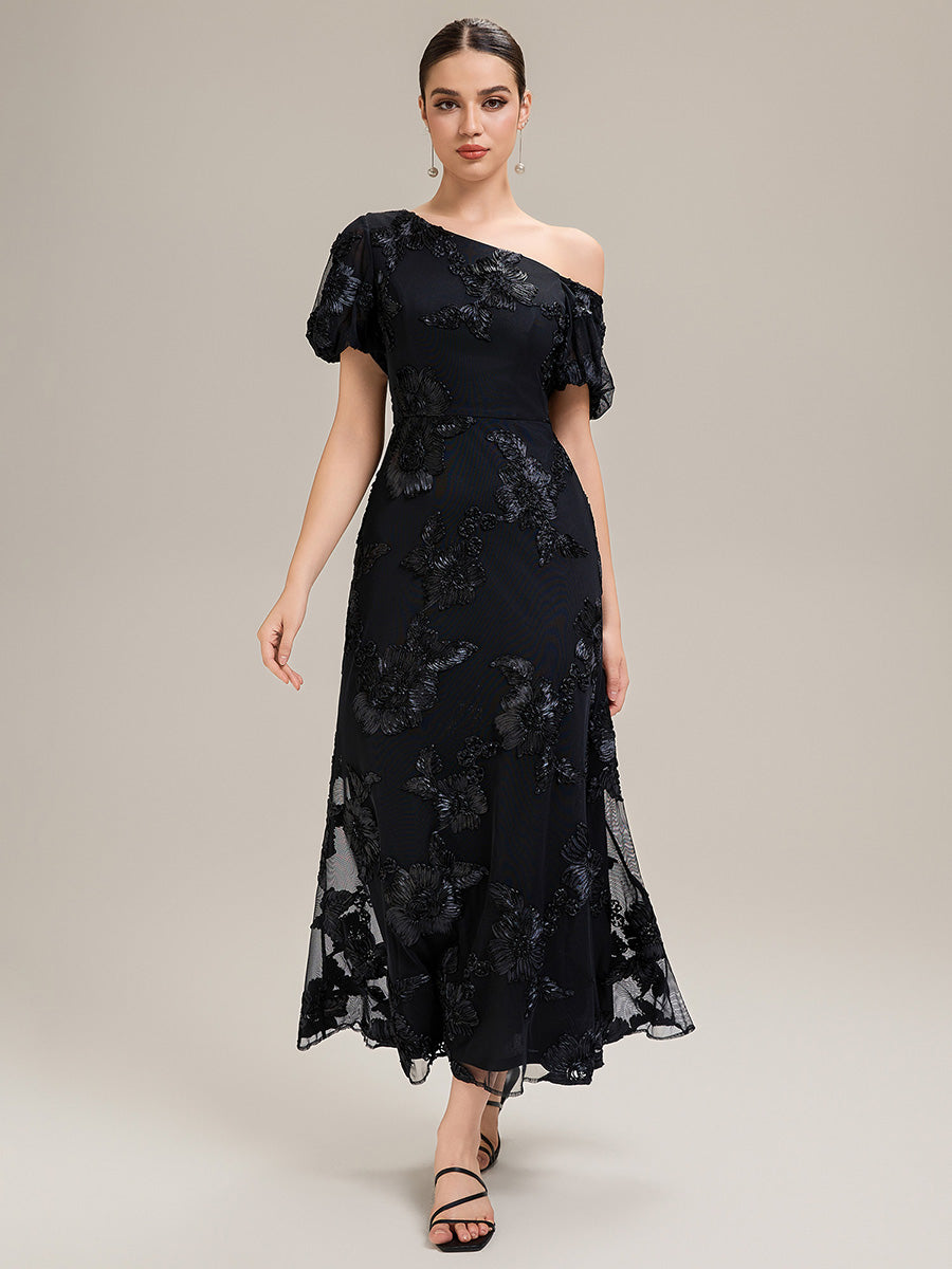 Mesh Sleeveless Mermaid Evening Dress #color_Black