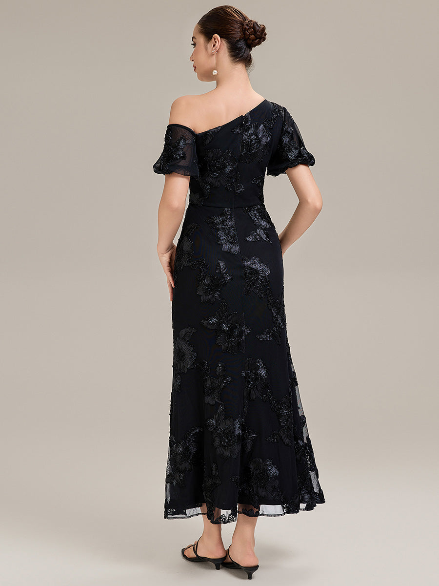 Mesh Sleeveless Mermaid Evening Dress #color_Black