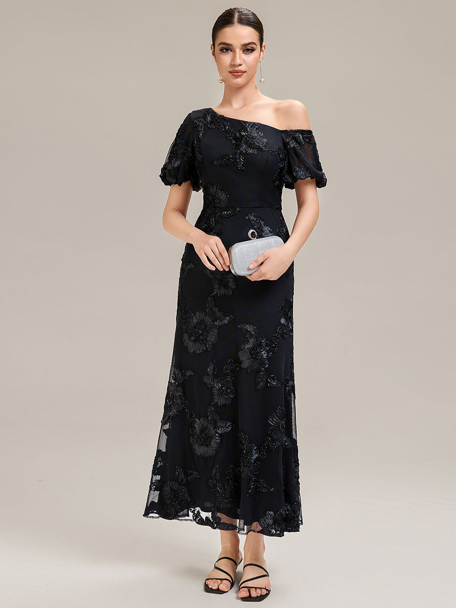 Mesh Sleeveless Mermaid Evening Dress #color_Black