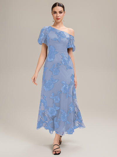 Mesh Sleeveless Mermaid Evening Dress #color_Ice Blue