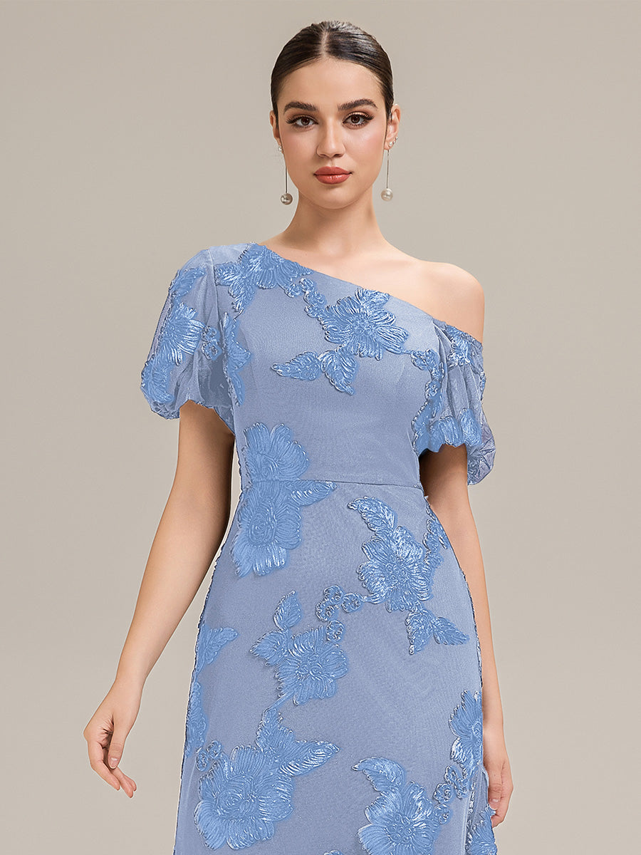 Mesh Sleeveless Mermaid Evening Dress #color_Ice Blue