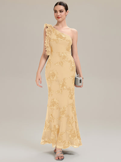 Jacquard Knit Sleeveless Evening Dress #color_Yellow