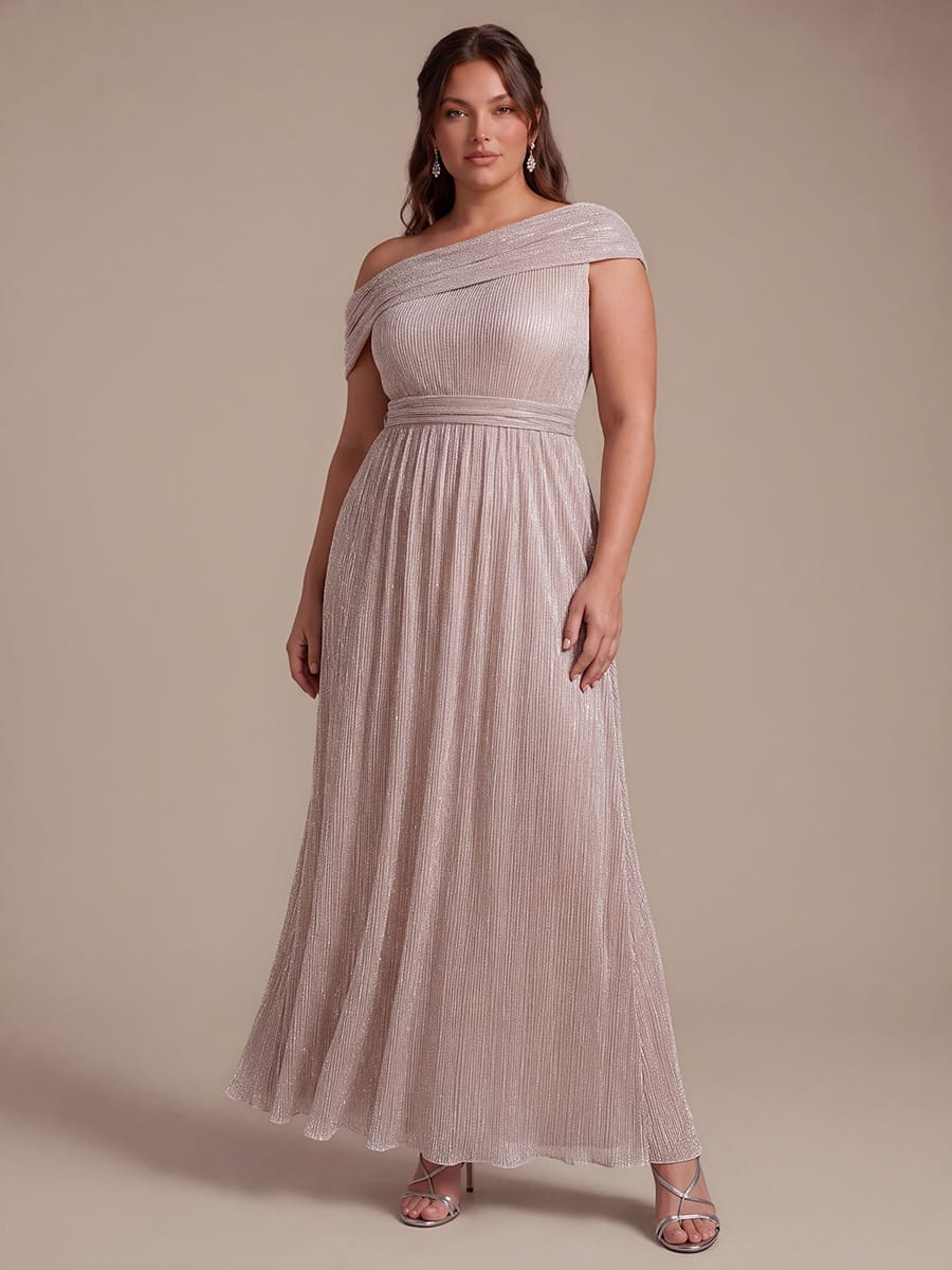 Pleated Tulle Sleeveless Dress #color_Metallic Pink