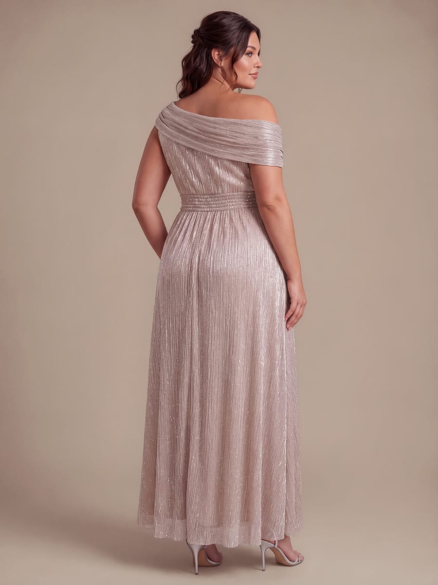 Pleated Tulle Sleeveless Dress #color_Metallic Pink
