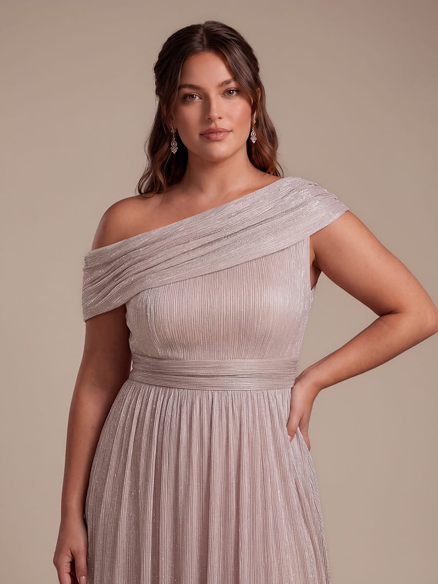 Pleated Tulle Sleeveless Dress #color_Metallic Pink