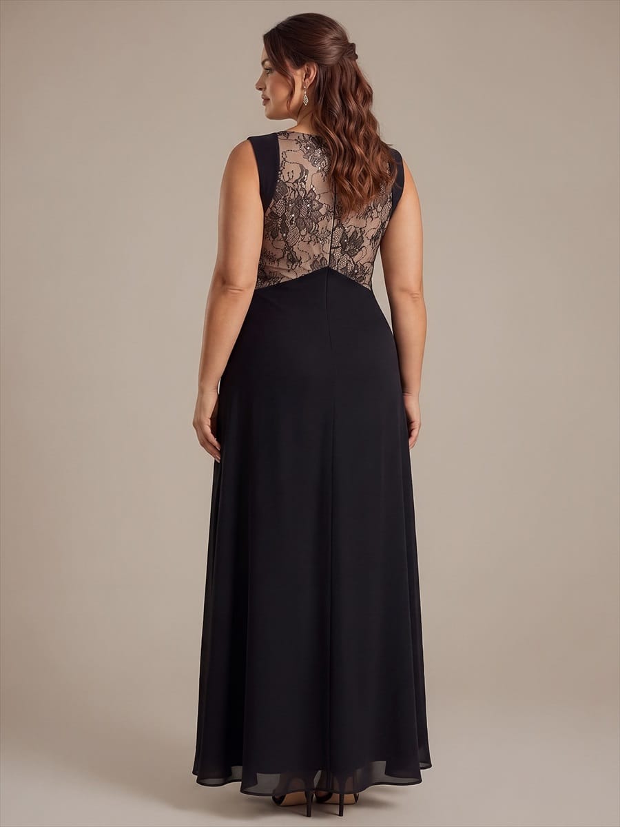 See-through Chiffon Sleeveless Dress #color_Black