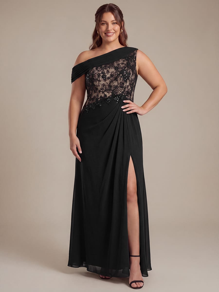 Chiffon Sleeveless A-line Dress #color_Black