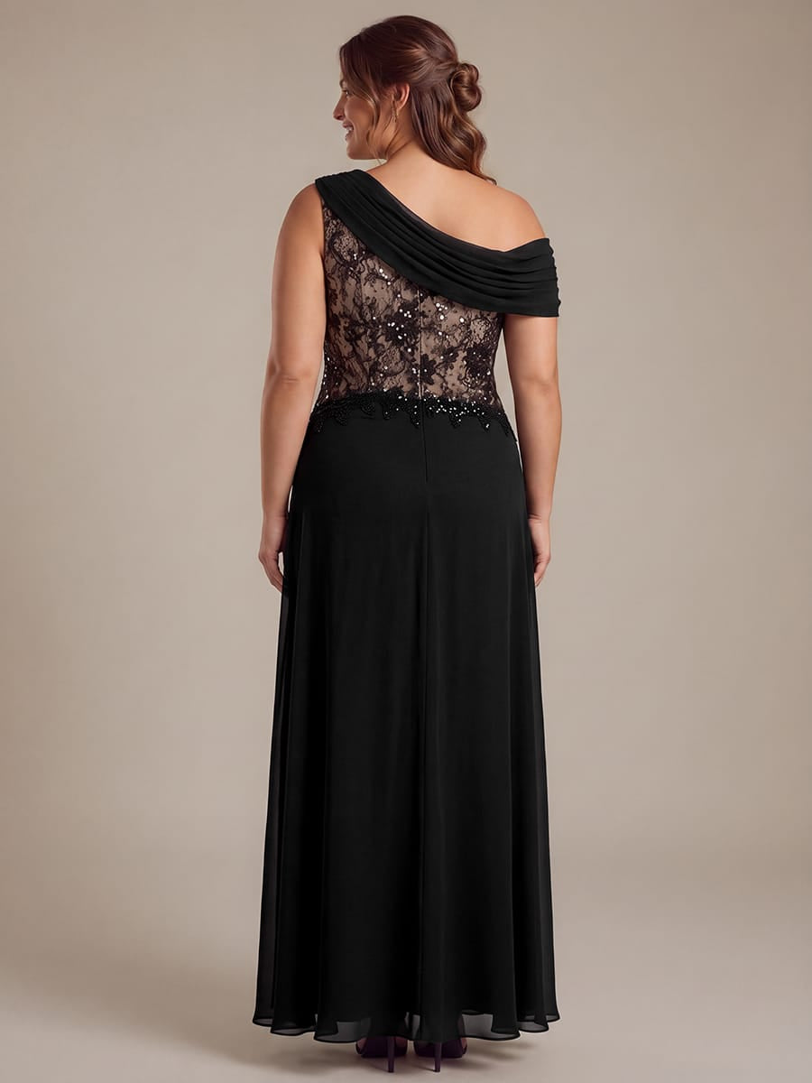 Chiffon Sleeveless A-line Dress #color_Black