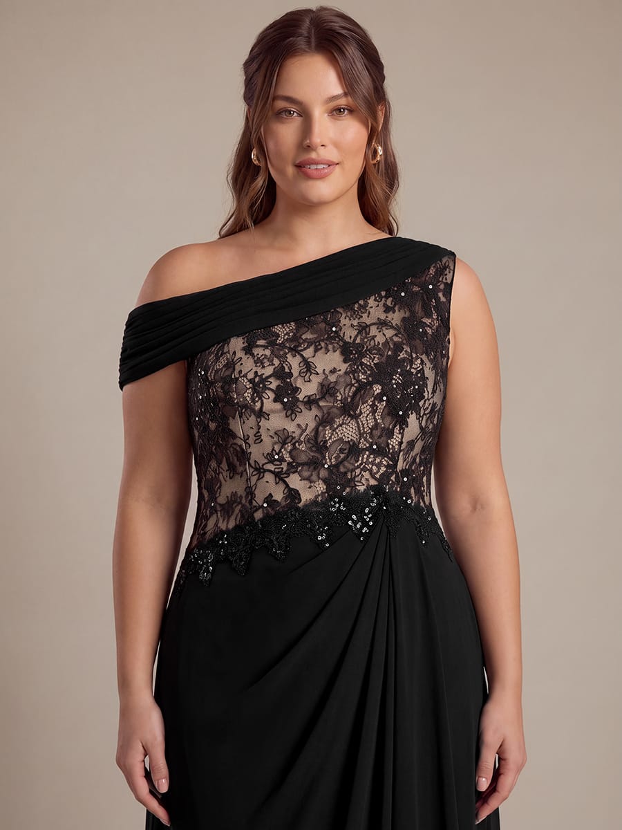 Chiffon Sleeveless A-line Dress #color_Black