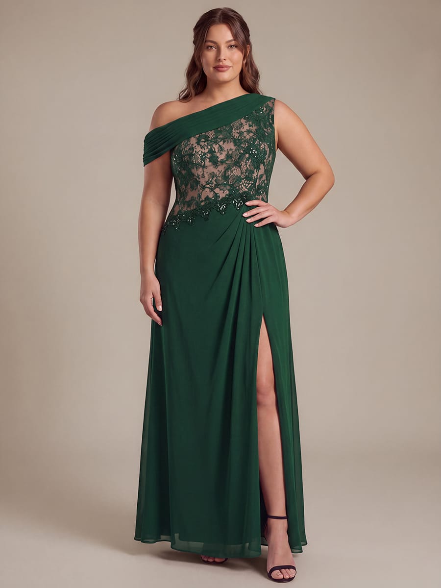Chiffon Sleeveless A-line Dress #color_Dark Green