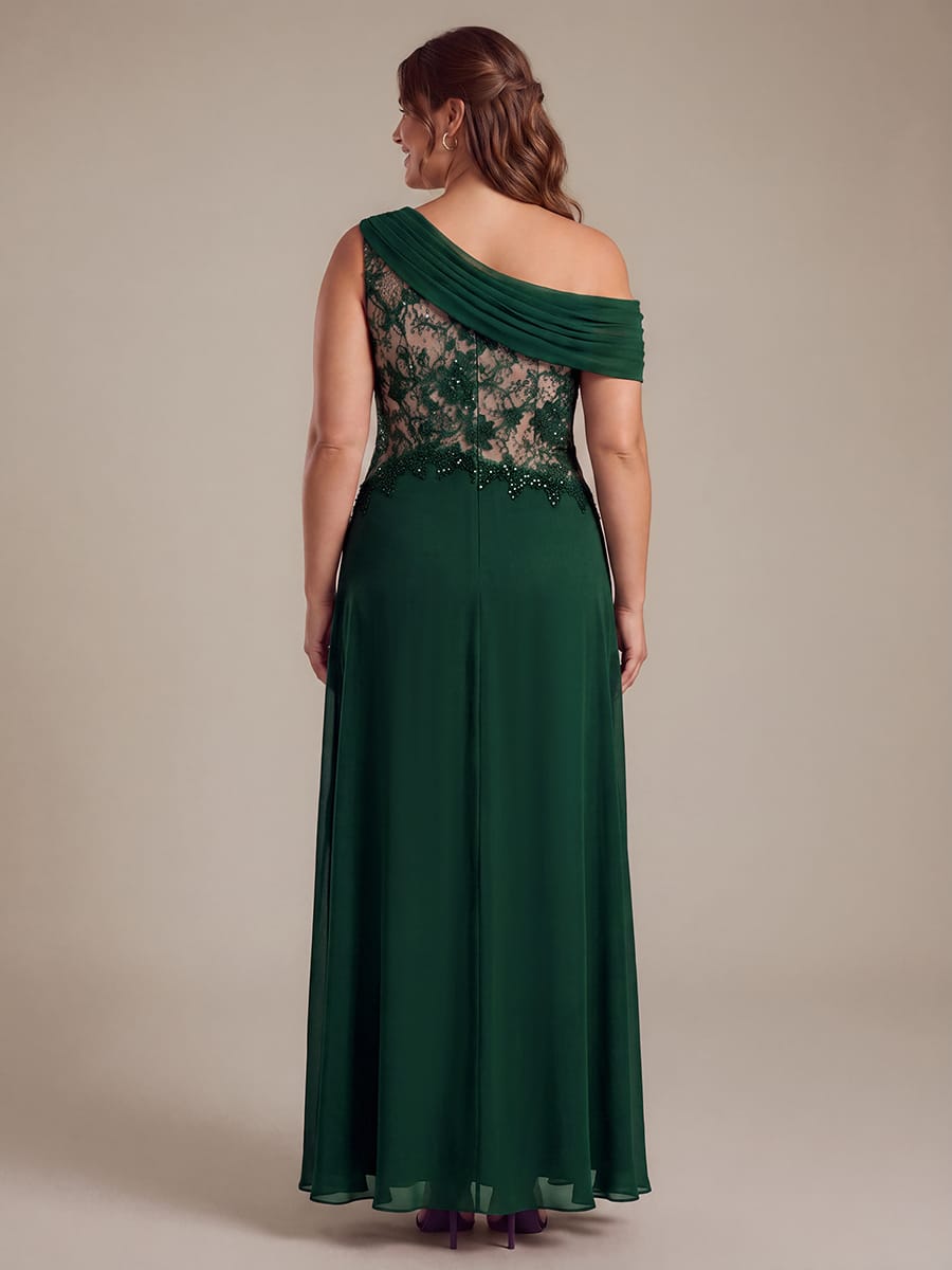 Chiffon Sleeveless A-line Dress #color_Dark Green