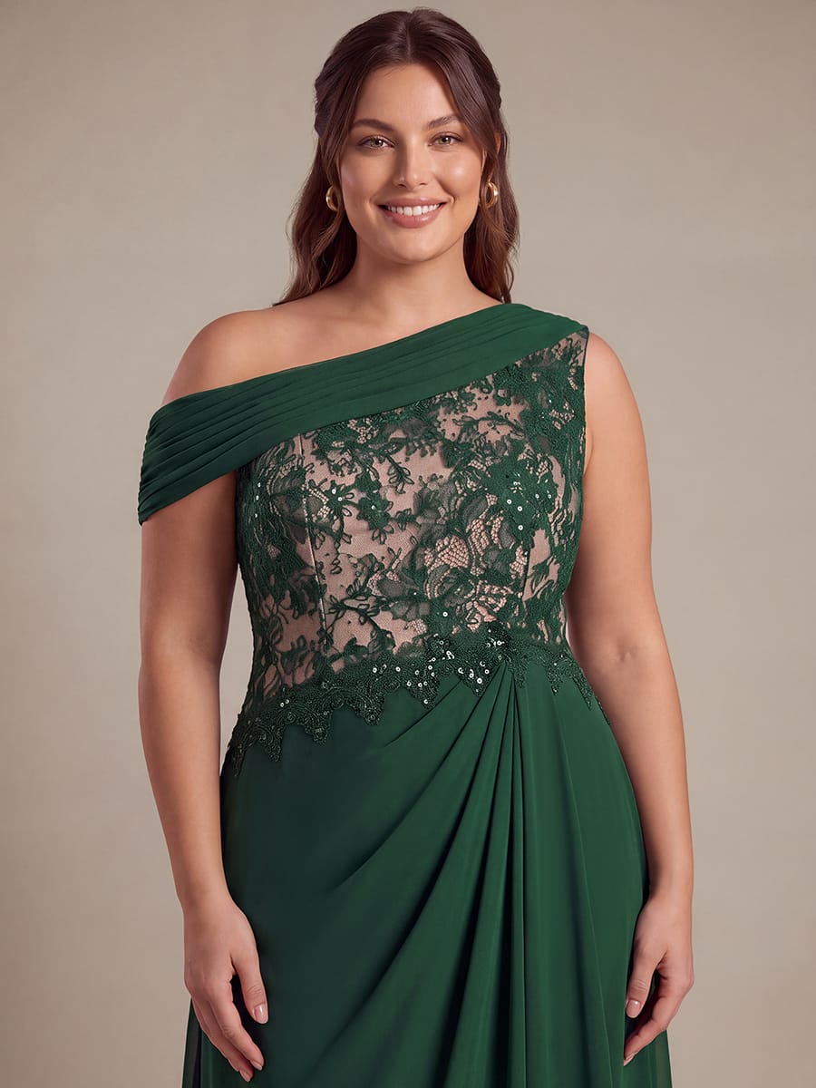 Chiffon Sleeveless A-line Dress #color_Dark Green