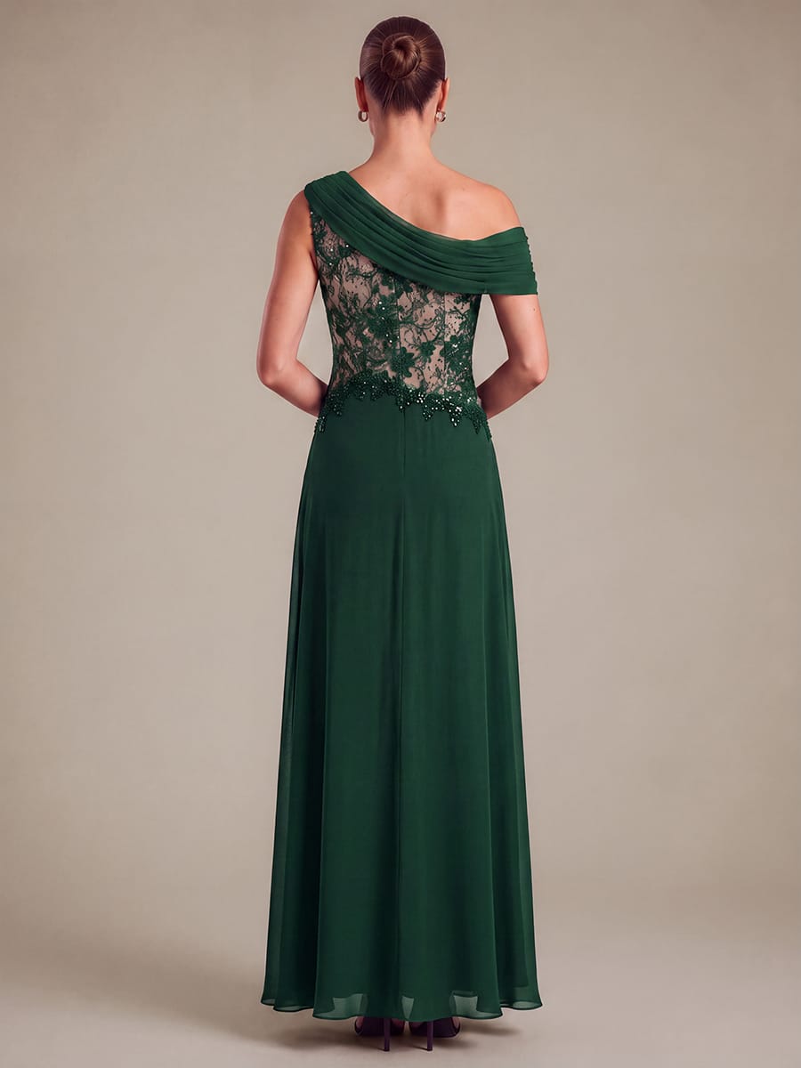 Chiffon Sleeveless A-line Dress #color_Dark Green