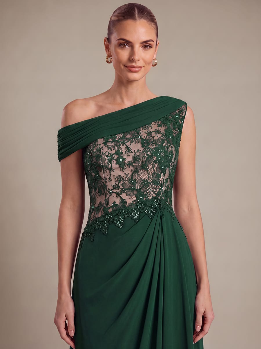 Chiffon Sleeveless A-line Dress #color_Dark Green