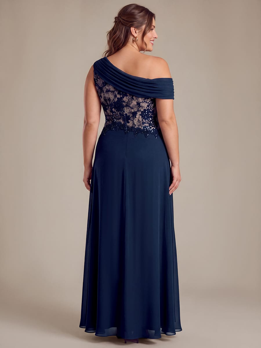 Chiffon Sleeveless A-line Dress #color_Navy Blue